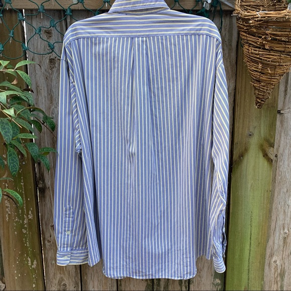 Ralph Lauren custom fit 100% cotton shirt Size XXL pin stripes: navy/yellow - Picture 2 of 9